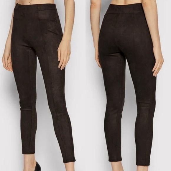 Spanx Faux Suede High Rise Pull On Pant Legging size medium dark brown espresso - Picture 1 of 13